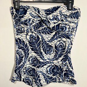 Chic Swim Set: LOFT Navy Paisley Tankini (Medium) and Swim Bottoms (Large)